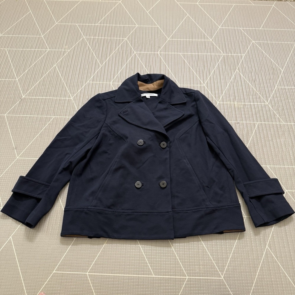 Diane‎ Von Furstenburg Navy Blue Cosmic Peacoat  12 Double Breasted